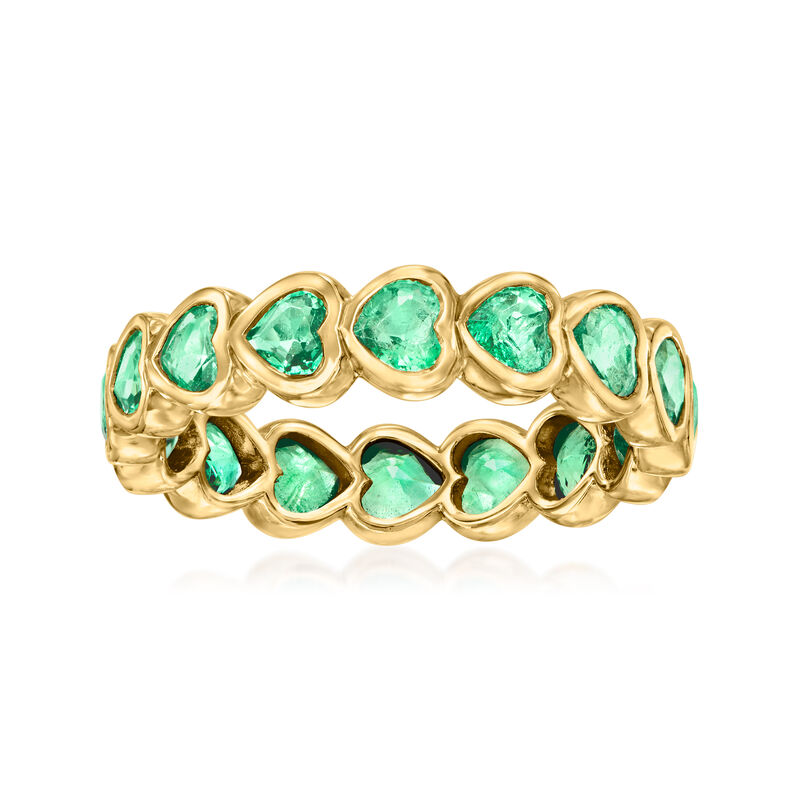 2.20 ct. t.w. Heart-Shaped Emerald Eternity Band in 14kt Yellow Gold image number 0