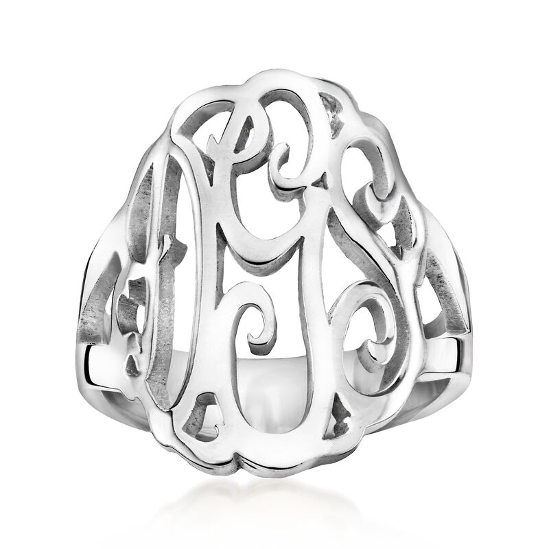 Sterling Silver Personalized Monogram Ring image number 0