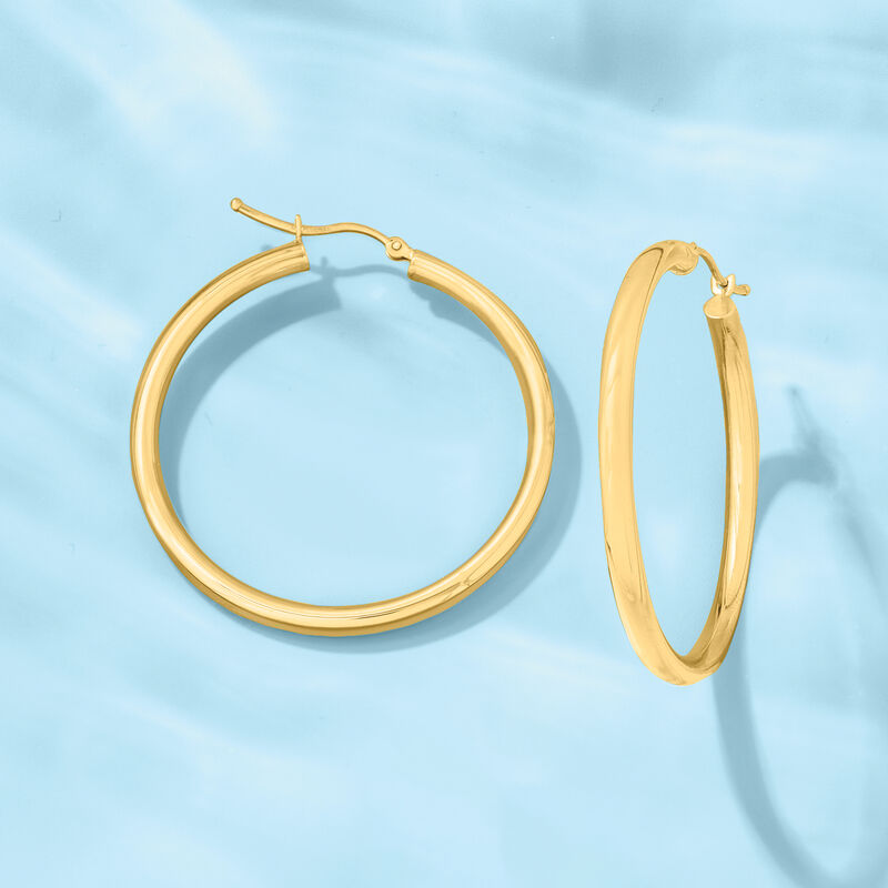 3mm 14kt Yellow Gold Medium Hoop Earrings image number 2