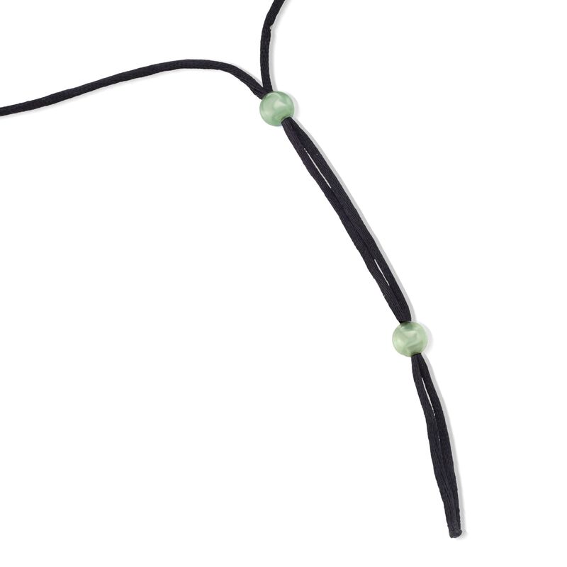 Jade Snake Pendant Necklace with Black Satin Cord  image number 2