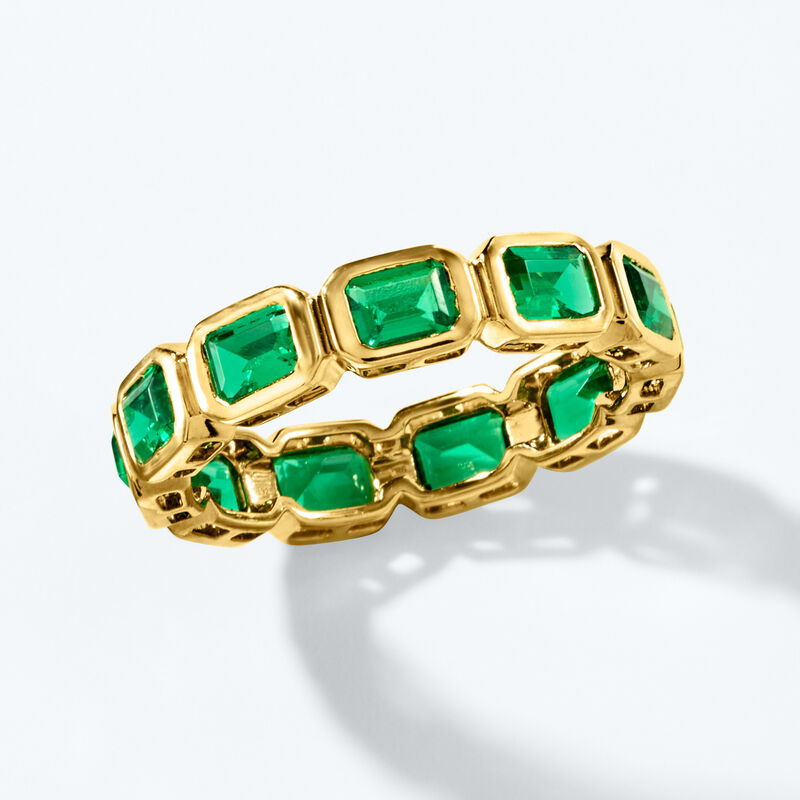 1.80 ct. t.w. Lab-Grown Emerald Eternity Band in 18kt Gold Vermeil. Size 7 image number 3