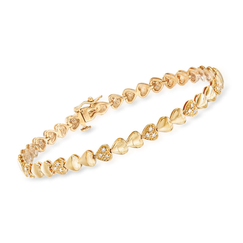 .25 ct. t.w. Diamond Heart Bracelet in 18kt Gold Over Sterling image number 0