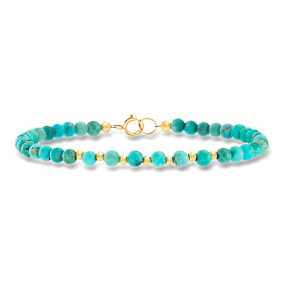 4-4.5mm Howlite Bead Bracelet in 10kt Yellow Gold