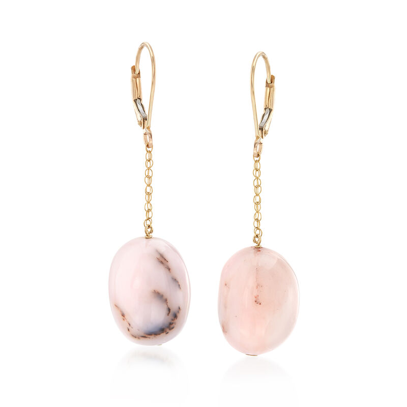 Pink Opal Drop Earrings in 14kt Yellow Gold image number 0