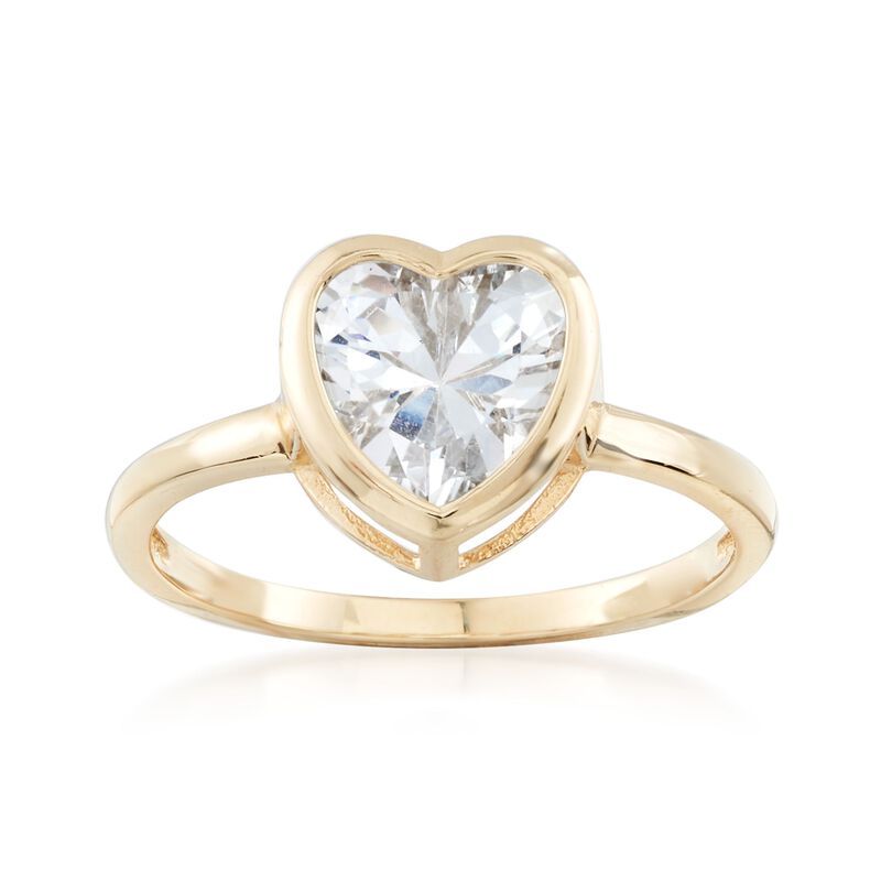 1.75 Carat CZ Heart Solitaire Ring in 14kt Yellow Gold image number 0