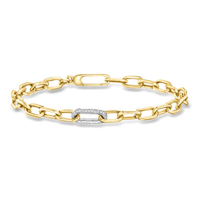 Roberto Coin .25 ct. t.w. Diamond Paper Clip Link Bracelet in 18kt Two-Tone Gold