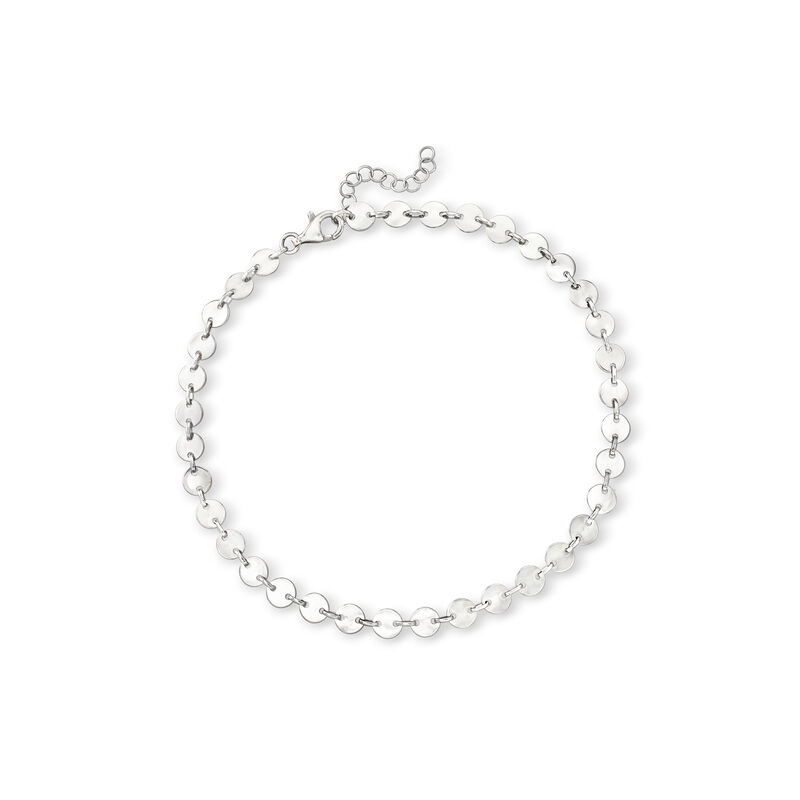 Sterling Silver Mirrored-Disc Anklet. 9&quot; image number 0