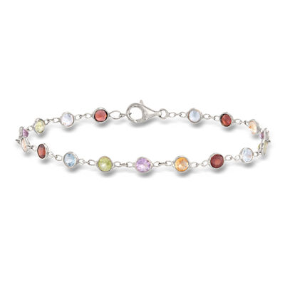 4.30 ct. t.w. Bezel-Set Multi-Gemstone Bracelet in Sterling Silver
