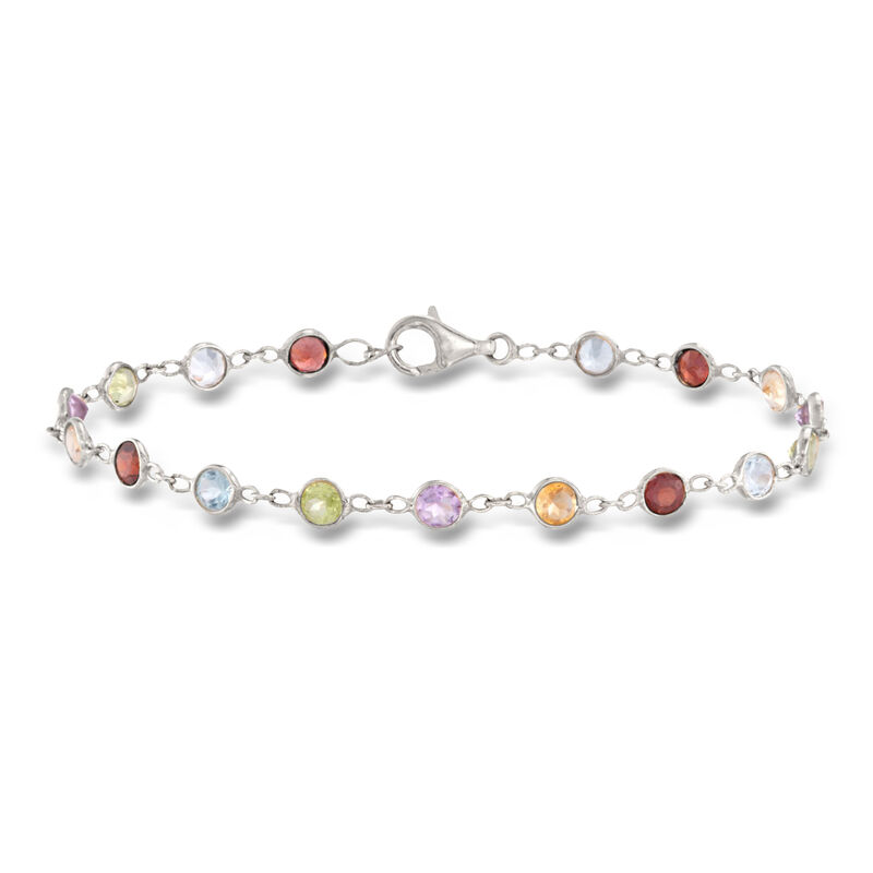 4.30 ct. t.w. Bezel-Set Multi-Gemstone Bracelet in Sterling Silver image number 0