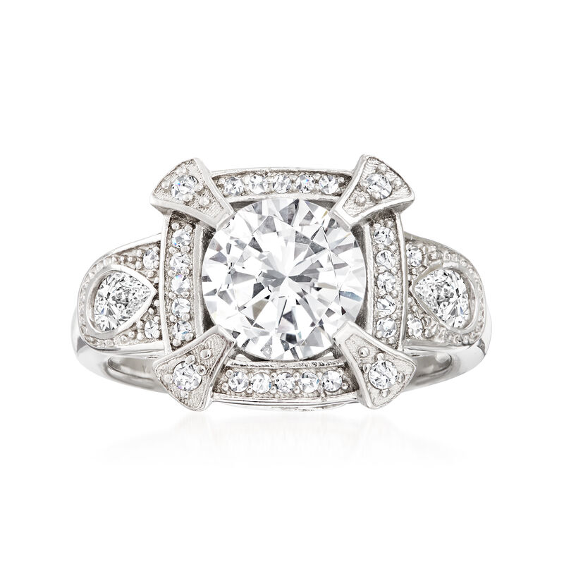 2.70 ct. t.w. CZ Vintage-Style Ring in Sterling Silver image number 0