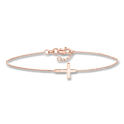 14kt Rose Gold Cross Bracelet
