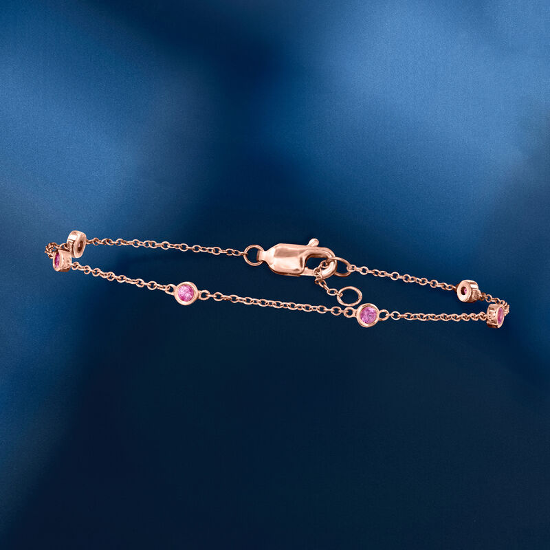 .20 ct. t.w. Pink Sapphire Station Bracelet in 14kt Rose Gold image number 2