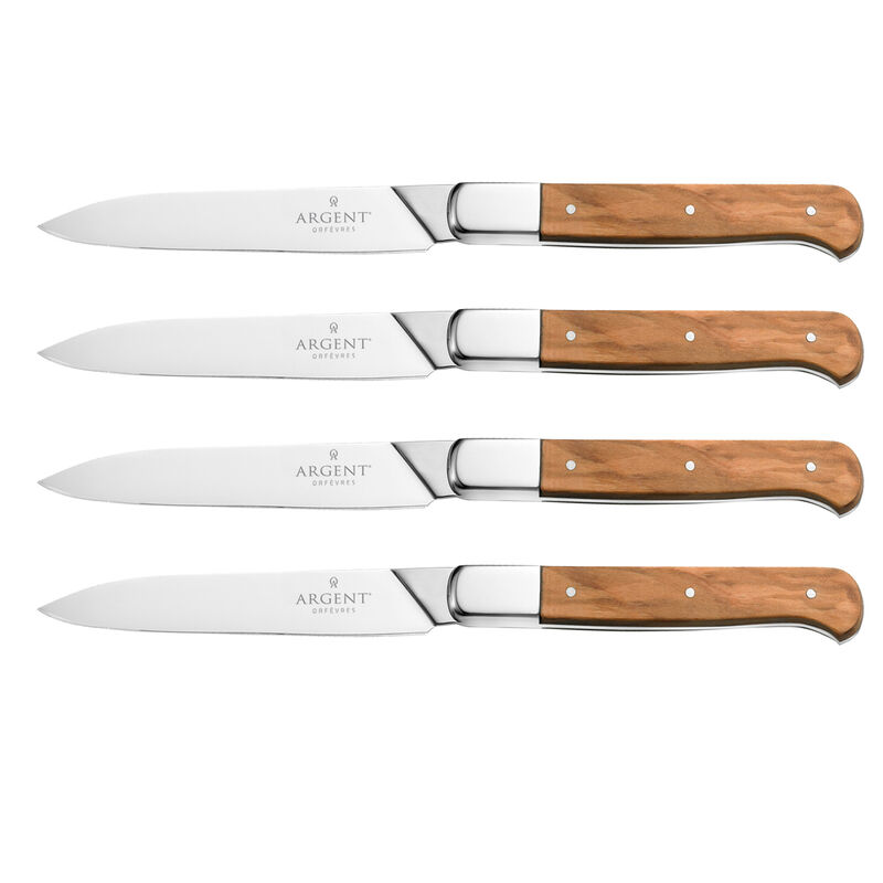 Argent Orfevres &quot;Lynden&quot; Olive Wood 4-pc. 18/10 Stainless Steel Steak Knife Set image number 0