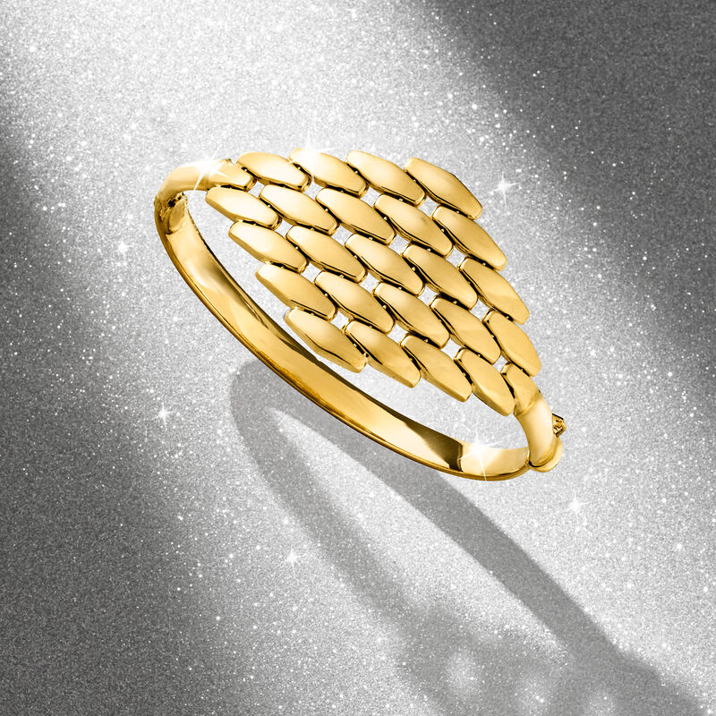 Italian 14kt Yellow Gold Panther-Link Bangle Bracelet image number 3