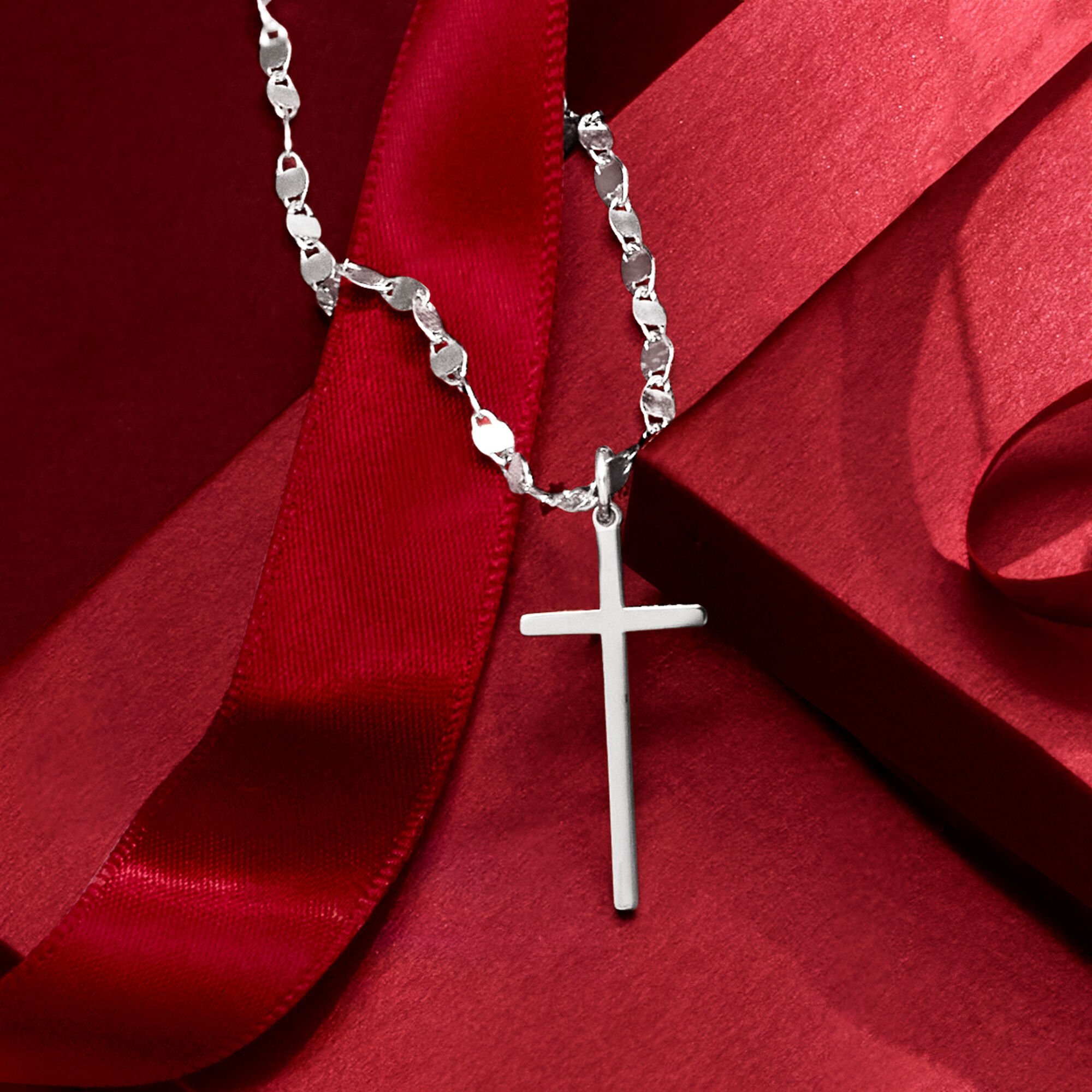 Italian Sterling Silver Cross Necklace