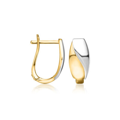14kt Two-Tone Gold Curved Hoop Earrings