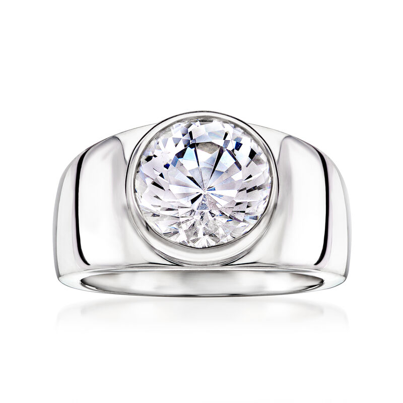 3.50 Carat Bezel-Set CZ Ring in Sterling Silver image number 0