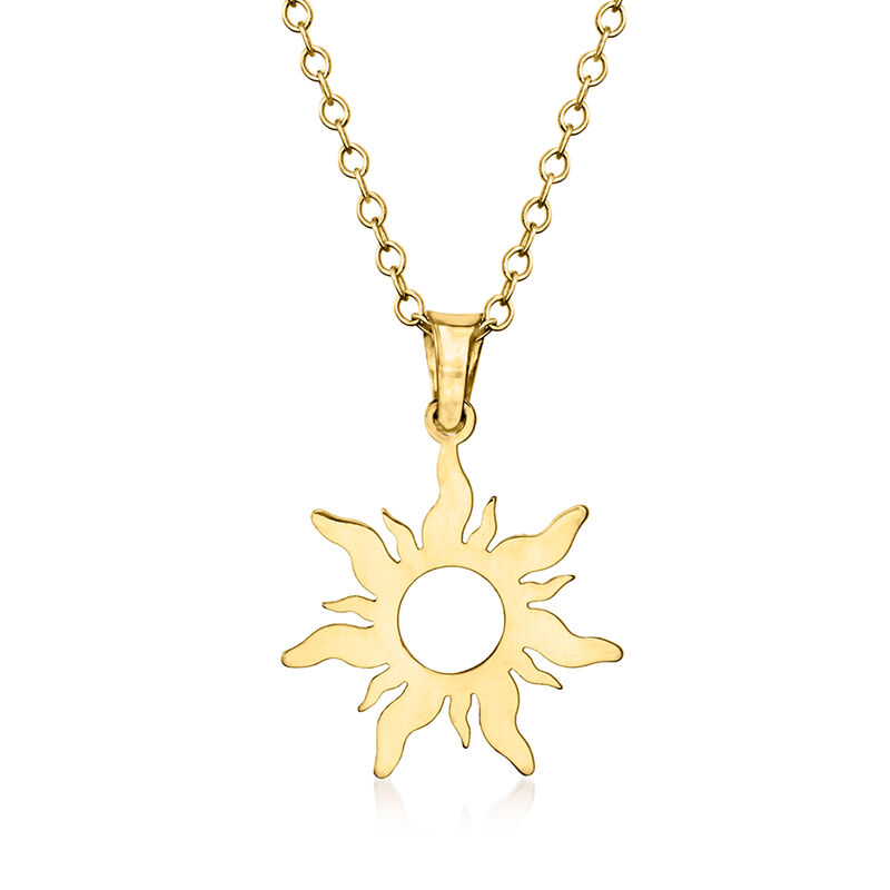 14kt Yellow Gold Sun Pendant Necklace image number 0