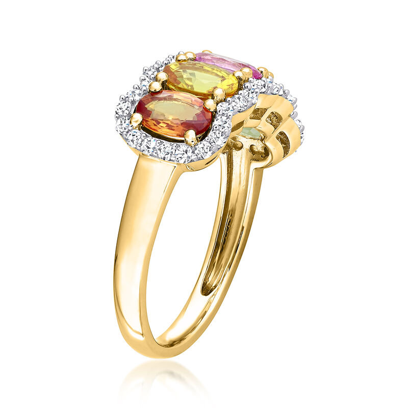 3.30 ct. t.w. Multicolored Sapphire Ring in 14kt Yellow Gold. Size 8 image number 1