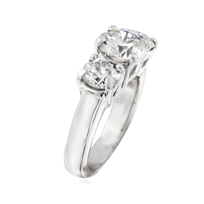 C. 1980 Vintage 3.50 ct. t.w. Diamond Three-Stone Ring in 14kt White Gold. Size 5 image number 2