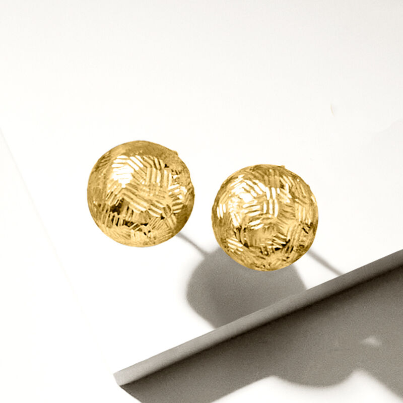 Italian 18kt Yellow Gold Diamond-Cut Dome Stud Earrings image number 4