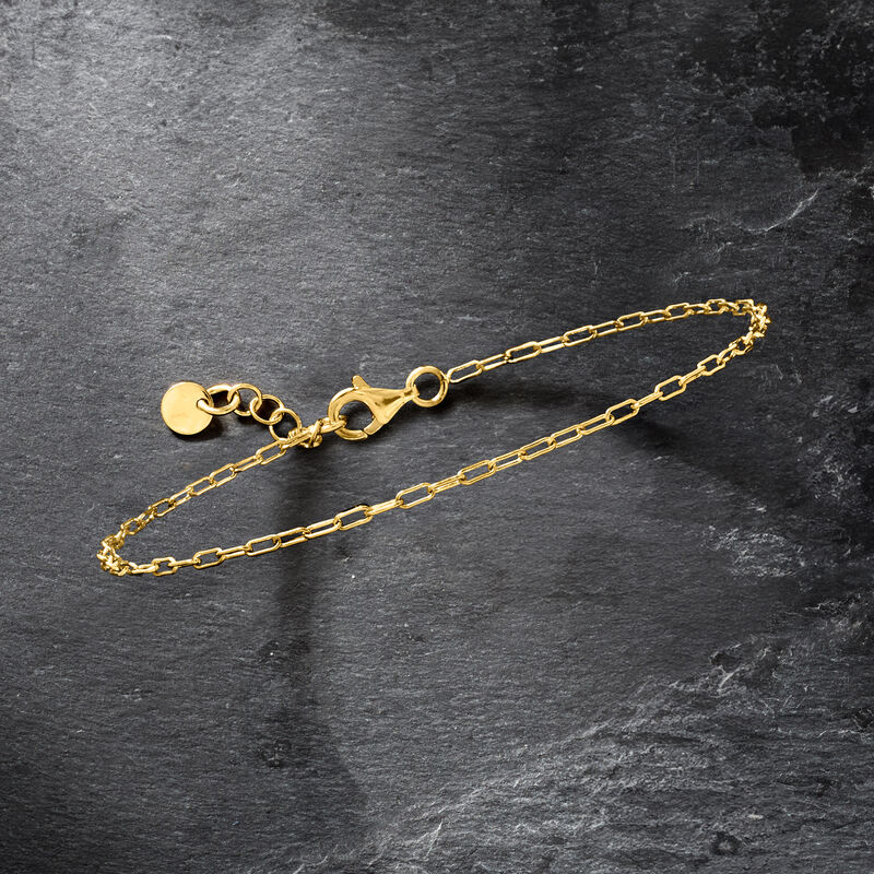 Italian 1.6mm 18kt Gold Vermeil Mini Paper Clip Link Bracelet image number 2