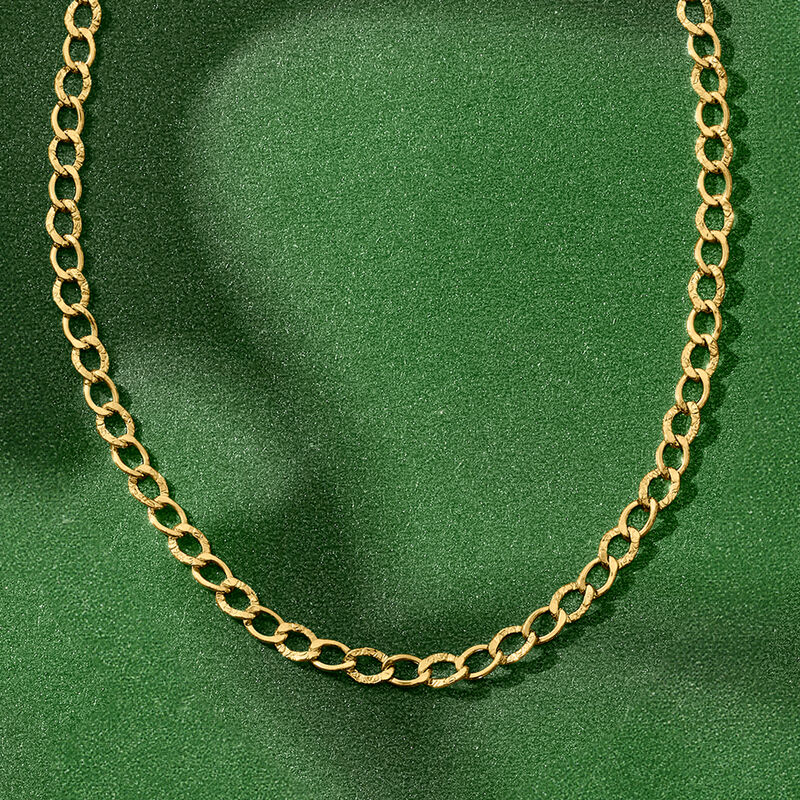 Italian 3mm 14kt Yellow Gold Curb-Link Necklace image number 3