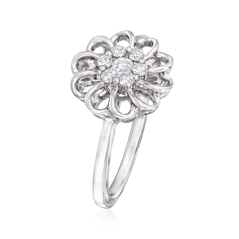 C. 1990 Vintage Giantti .22 ct. t.w. Diamond Flower Ring in 18kt White Gold. Size 7 image number 2
