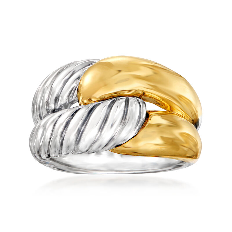 C. 1990 Vintage David Yurman Double-Row Ring in Sterling Silver and 14kt Yellow Gold. Size 5.5 image number 0
