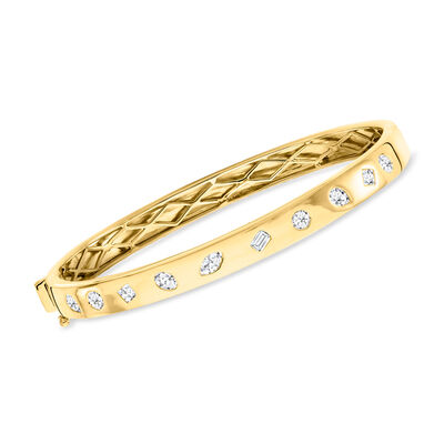 1.00 ct. t.w. Multi-Shaped Lab-Grown Diamond Bangle Bracelet in 18kt Gold Over Sterling