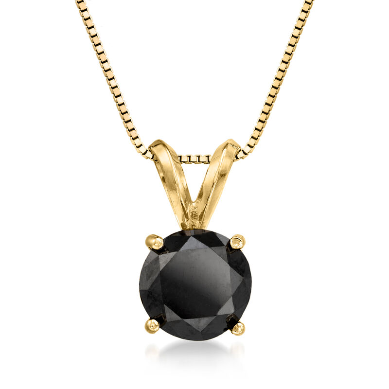 2.00 Carat Black Diamond Solitaire Necklace in 14kt Yellow Gold image number 0
