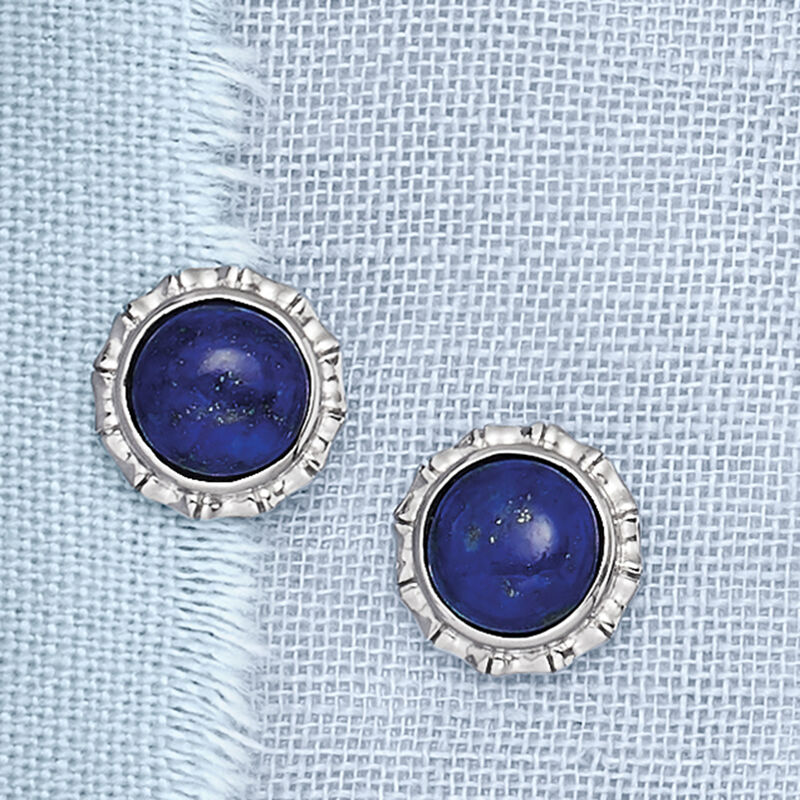 Lapis Stud Earrings in Sterling Silver image number 3