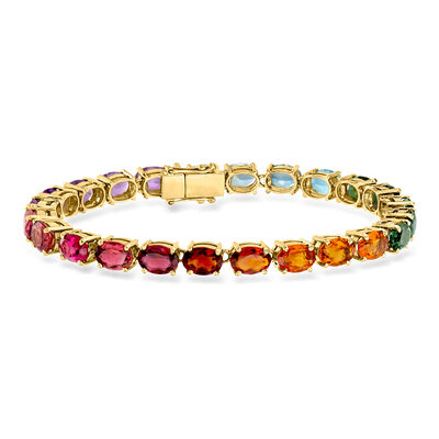 C. 1980 Vintage 19.25 Multi-Gemstone Bracelet in 18kt Yellow Gold