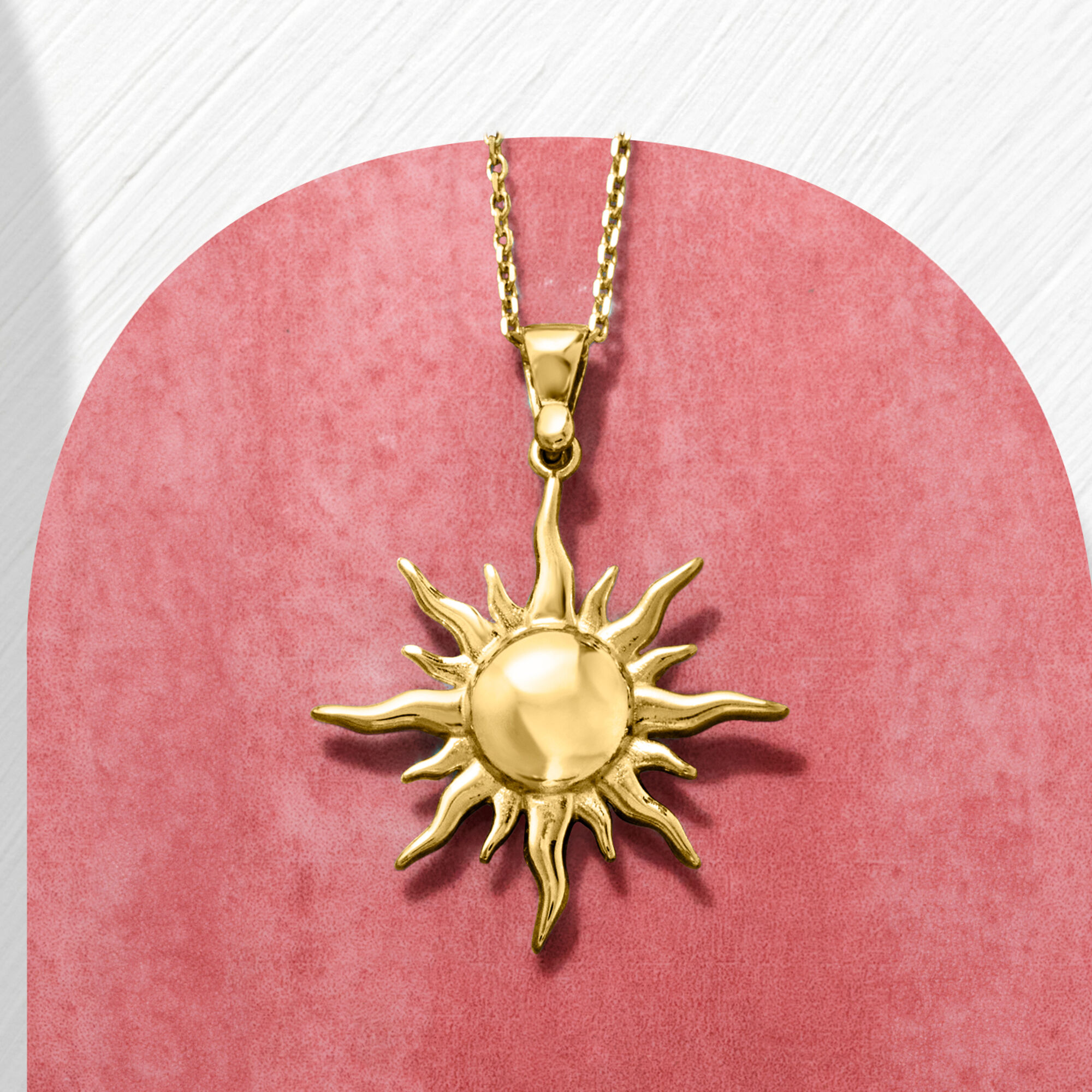 Italian 18kt Gold Over Sterling Sun Pendant Necklace. 18