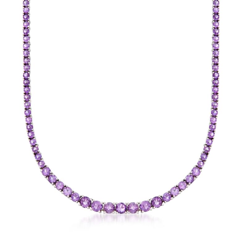 14.20 ct. t.w. Graduated Amethyst Necklace in Sterling Silver. 18&quot; image number 1