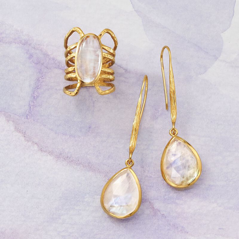 Multi-Row Moonstone Ring in 18kt Yellow Gold Over Sterling Silver image number 4