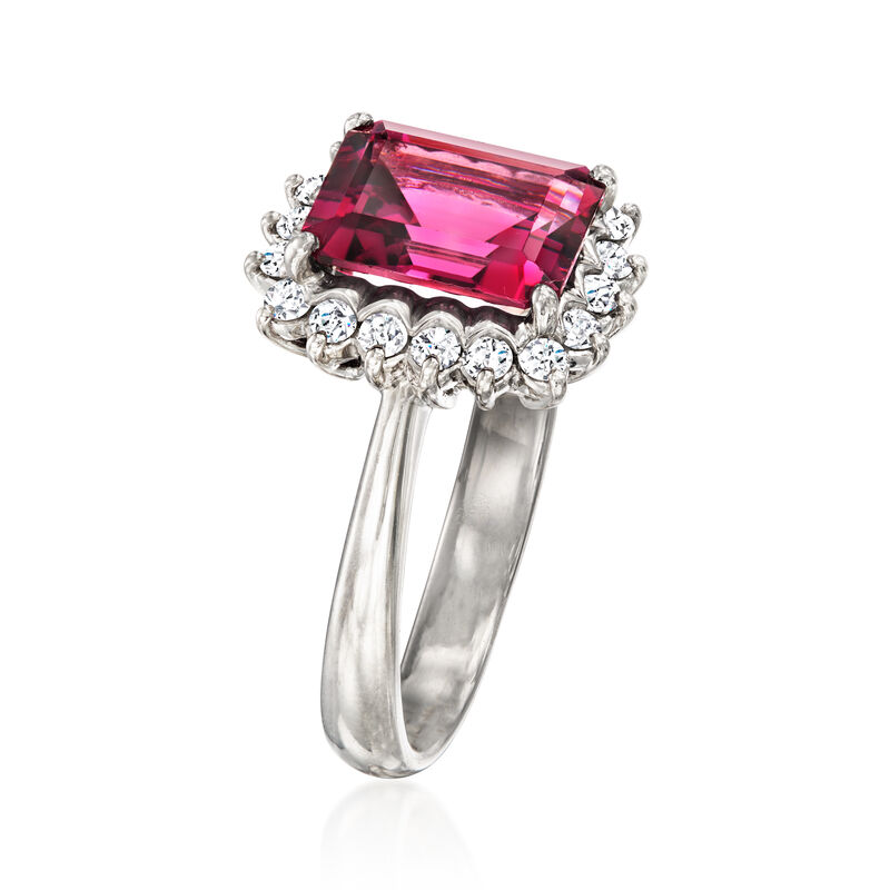 C. 2000 Vintage 2.78 Carat Rhodolite Garnet Ring with .33 ct. t.w. Diamonds in Platinum. Size 6 image number 2