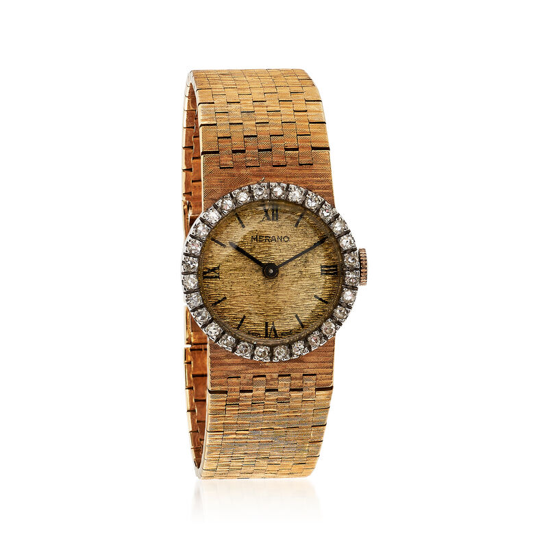 C. 1970 Vintage Women's 22mm Manual 18kt Yellow Gold Watch with .80 ct. t.w. Diamonds. Size 6.5 image number 0
