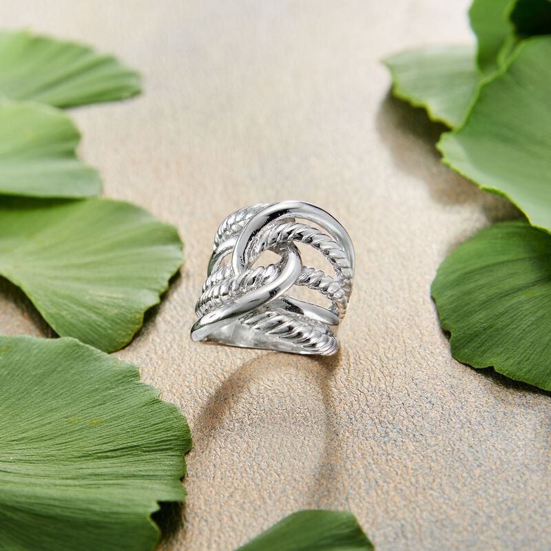 Italian Sterling Silver Roped Knot Ring image number 3