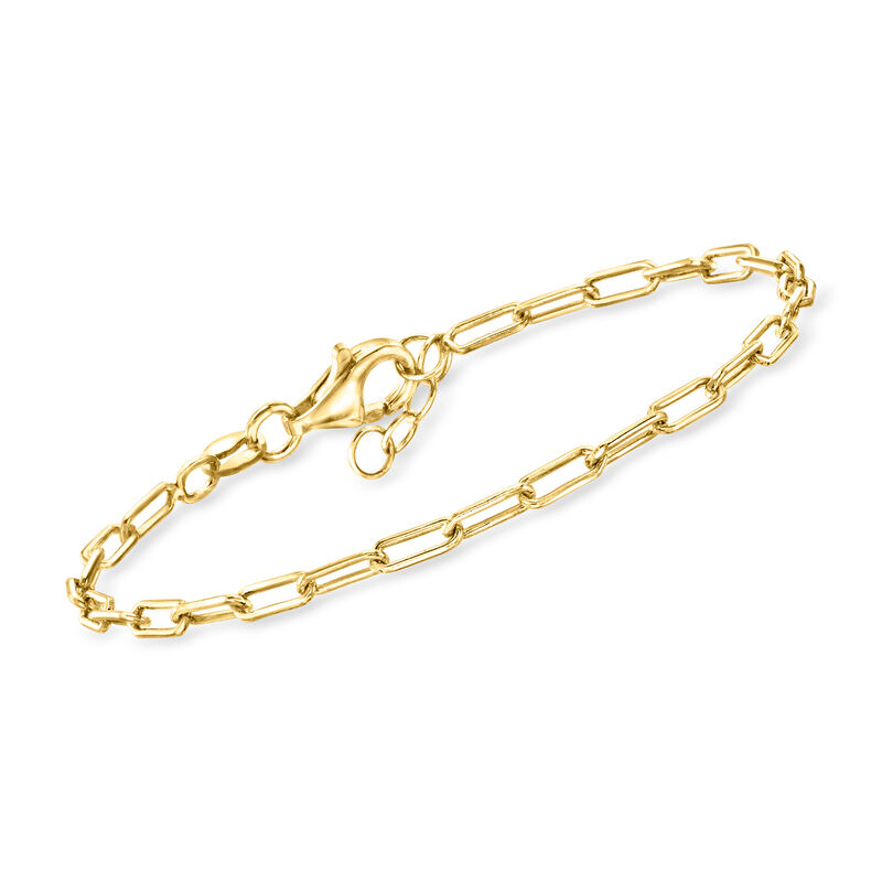 Italian 2.7mm 18kt Gold Vermeil Paper Clip Link Bracelet. 6.5&quot; image number 0