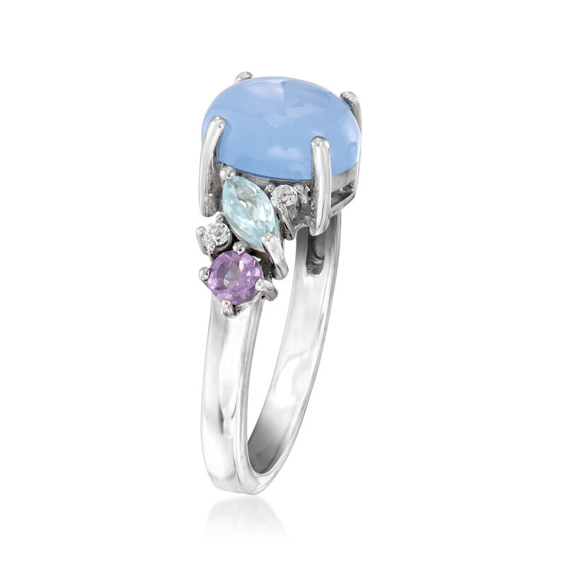 Blue Chalcedony and .68 ct. t.w. Pastel Multi-Gemstone Ring in Sterling Silver image number 2