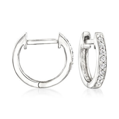 .10 ct. t.w. Diamond Huggie Hoop Earrings in 14kt White Gold
