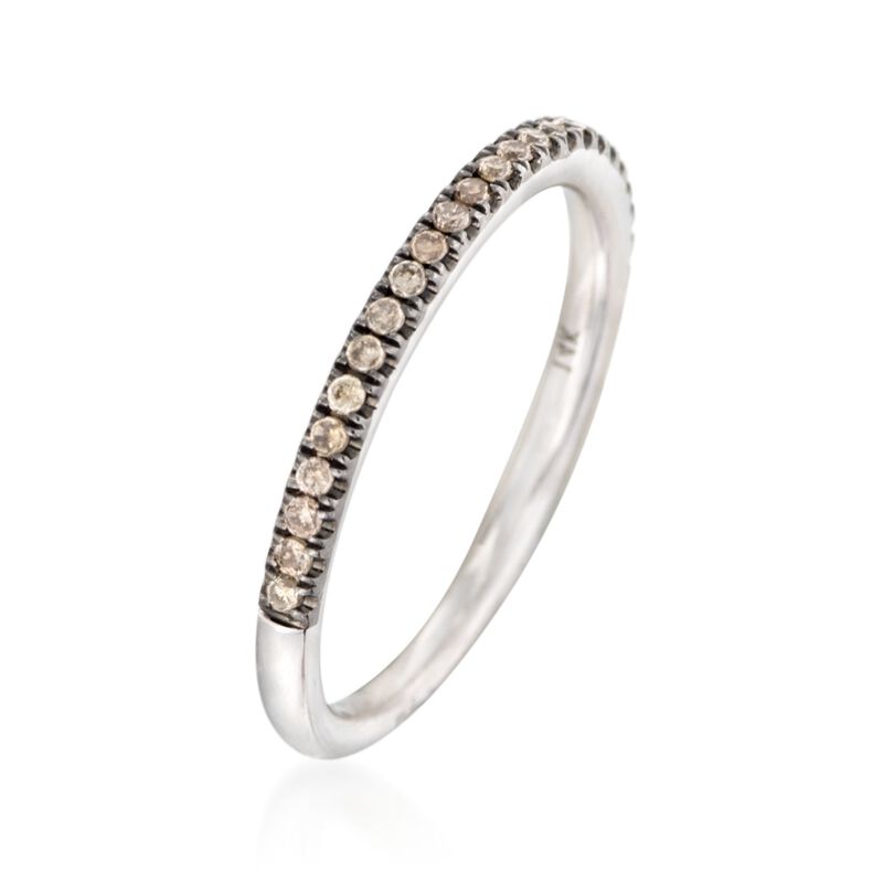 Henri Daussi .15 ct. t.w. Brown Diamond Wedding Ring in 14kt White Gold image number 2