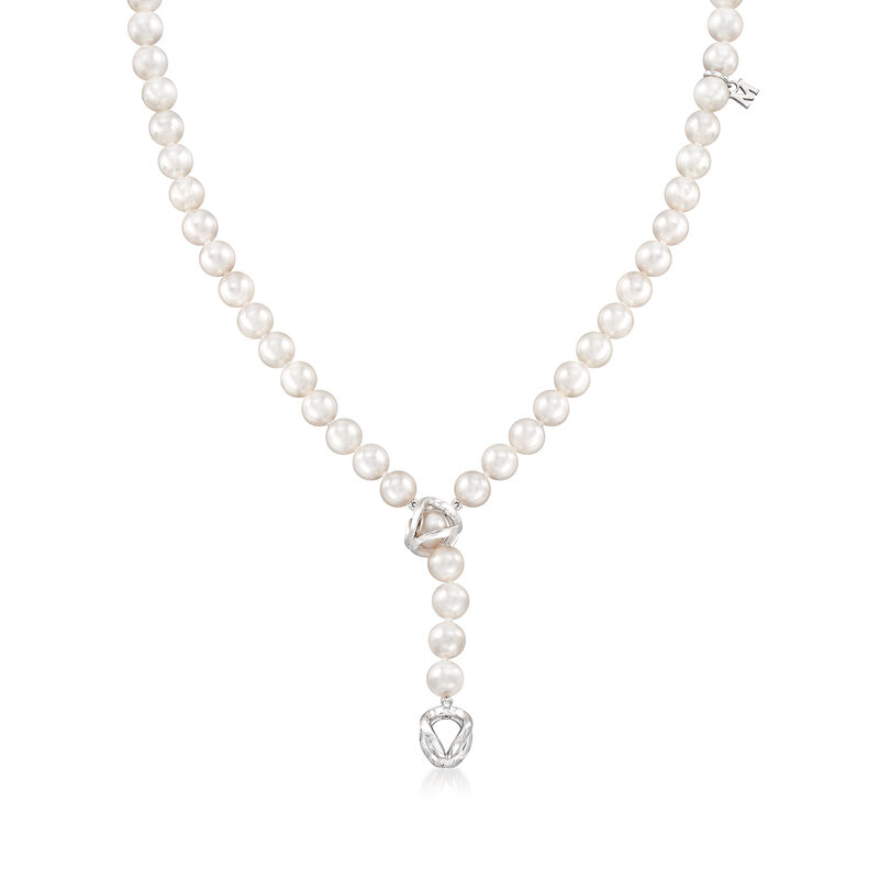 Mikimoto  &quot;Everyday Essentials&quot; 7-7.5mm 'A' Akoya Pearl Lariat Necklace in 18kt White Gold. 34&quot; image number 1