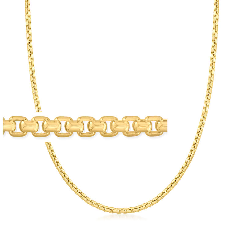 Men's 3.3mm 14kt Yellow Gold Rounded Box-Chain Necklace image number 0