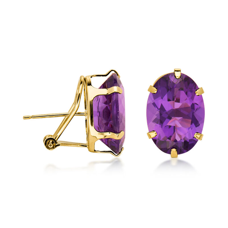 C. 1990 Vintage 9.00 ct. t.w. Amethyst Earrings in 14kt Yellow Gold image number 2