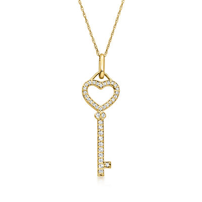 .20 ct. t.w. Lab-Grown Diamond Key Pendant Necklace in 10kt Yellow Gold