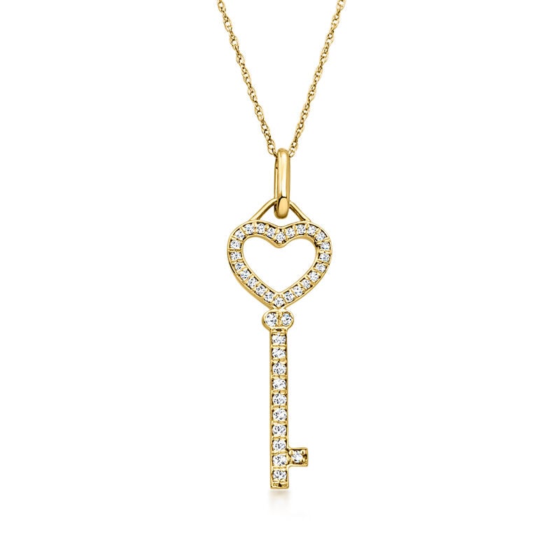 .20 ct. t.w. Lab-Grown Diamond Key Pendant Necklace in 10kt Yellow Gold. 18" image number 1