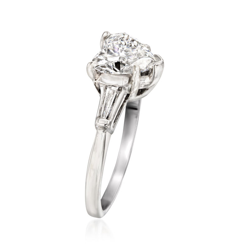C. 1990 Vintage 2.00 ct. t.w. Diamond Heart Ring in Platinum. Size 6 image number 2