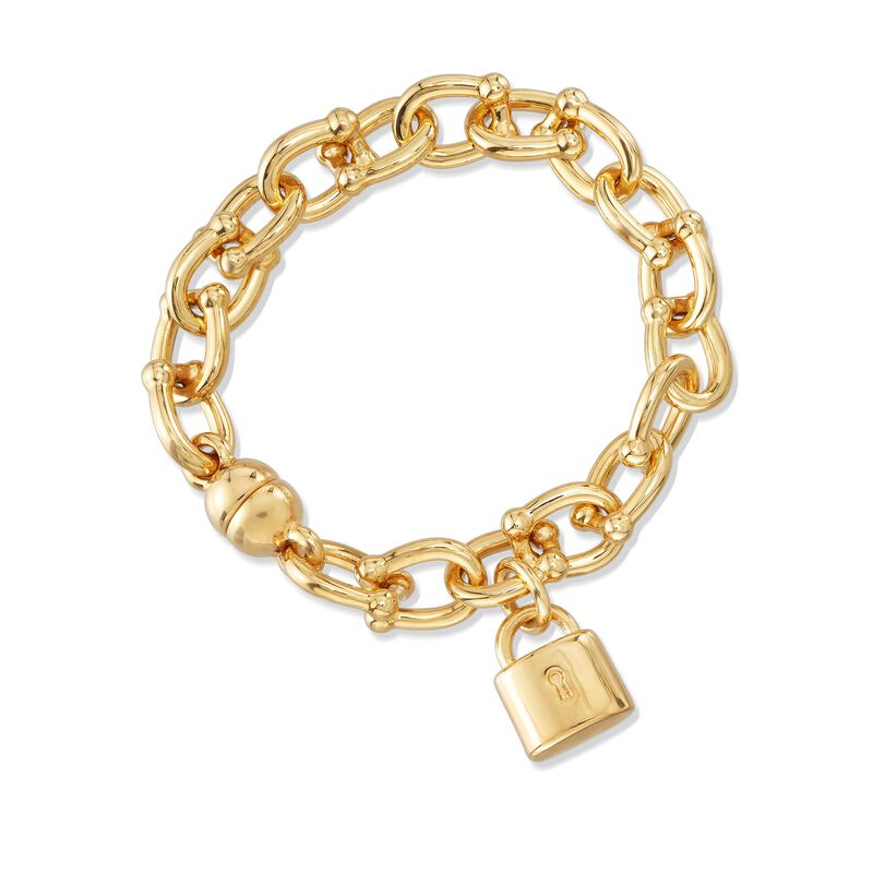 Italian Andiamo 14kt Yellow Gold Charm Bracelet with Magnetic Clasp. 7&quot; image number 0